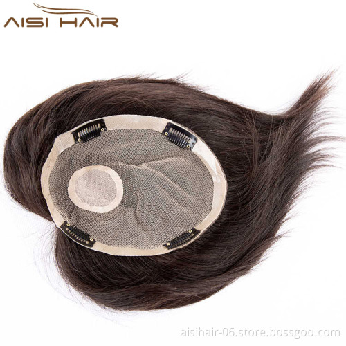 Aisi Hair Full Best Quality Replacement Indian Human Hair Men Toupee Cheap Female Toupee Hairpiece
